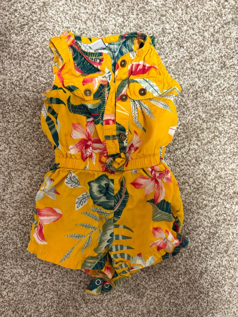 Old Navy Yellow Floral baby Girls' Romper
